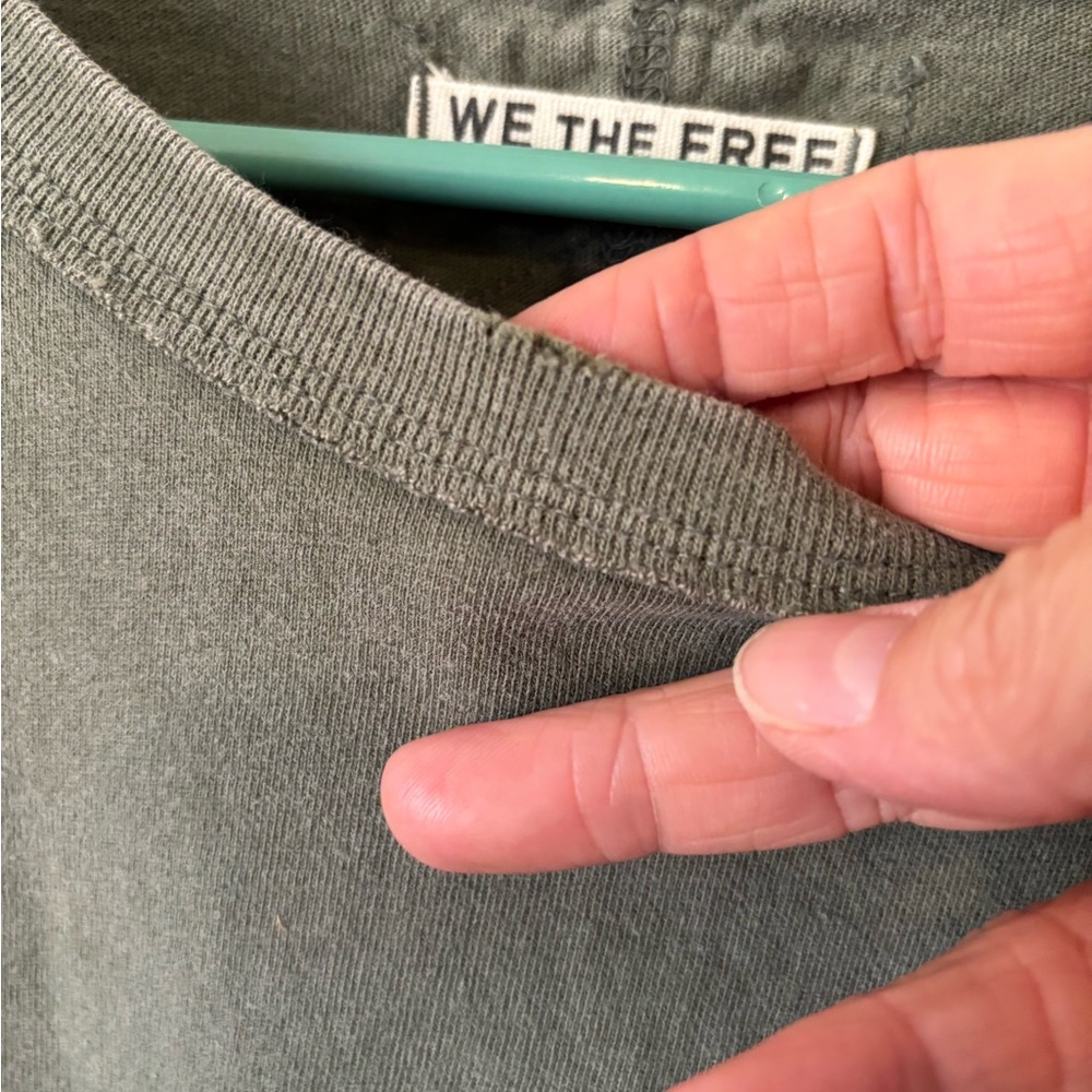 We The Free Oversized Green Distressed Long Sleeve Shirt - Picture 5 of 9